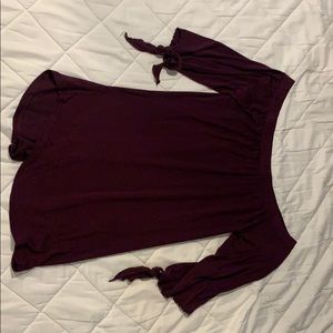 off the shoulder maroon top